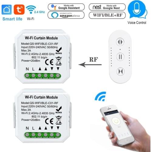 Tuya Smart Life WiFi Blind RF433 Curtain Switch Module For Rolling Shutter Google Home Alexa Voice Control App Timer DIY Module