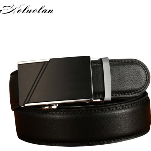 Aoluolan luxury brand Male Genuine Leather Belts For Men Automatic Male Black brown Belts Male Strap