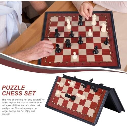 Chess Board Game Set Travel Portable Chess Set Folding Chess Board Plastic Tape Magnetic Chess For Children Adult Educational