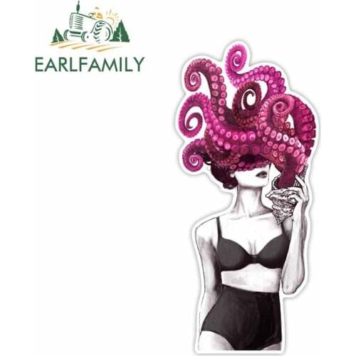 EARLFAMILY 13cm x 6.1cm For Ocean Girl Car Stickers Auto Air Conditioner Decal Waterproof Laptop Occlusion Scratch Decoration