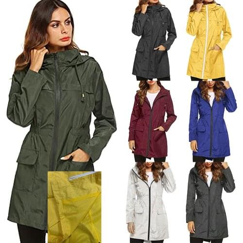 2021 New Womens Lightweight Raincoat for Women Waterproof Jacket Hooded Outdoor Hiking Jacket Long Rain Jackets Active Rainwear