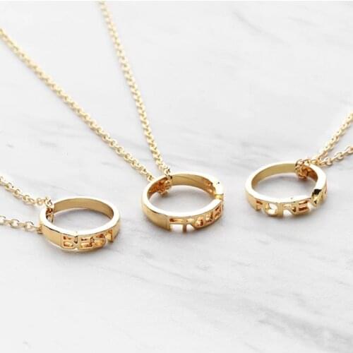 Best Friends Necklace for 3pcs Hollow Round Friendship Pendant Gold Statement Necklace Set Women BFF Jewelry Chain Choker Gift