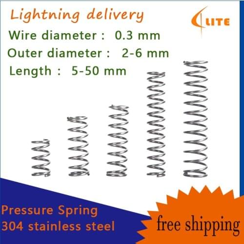 304 SUS Compressed Spring Stainless Steel Compression Spring Y-type Stainless Steel Pressure Spring Wire Diameter 0.3mm 10PCS