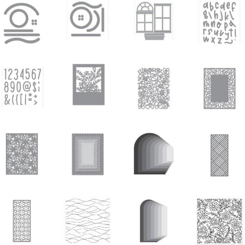 Button Flower Rectangle Metal Cutting Dies & Stamps Scrapbook Dariy Decoration Stencil Embossing Template DIY Greeting Card