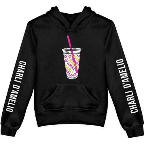 3 to 14 Years Kids Hoodies Ice Coffee Splatter Printed Hoodie Sweatshirt Boys Girls Charli Damelio Jacket Children Clothes