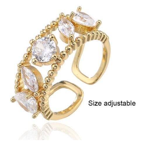 Adjustable Ring Mirco Zircon Copper Rings many styles Pineapple Butterfly Hamasa Eye Tree Cat for Women Girls Jewelry Gift