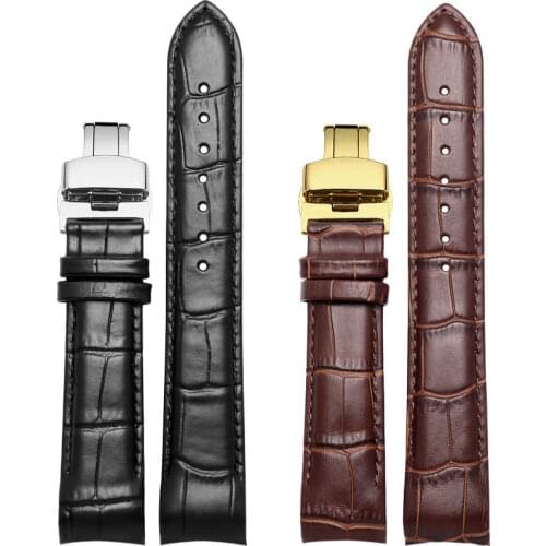 Calfskin Genuine Cow Leather Watchband Belt For Tissot Seiko Omega breitling Watch Strap Bracelets Butterfly Buckle Replacement