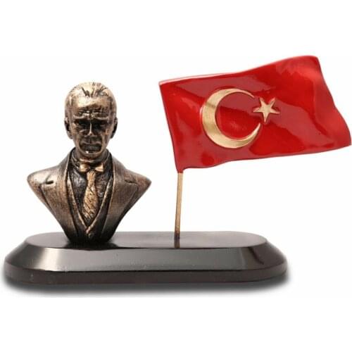 Garden Ataturk Themed Table Top Trinket Büst Flag