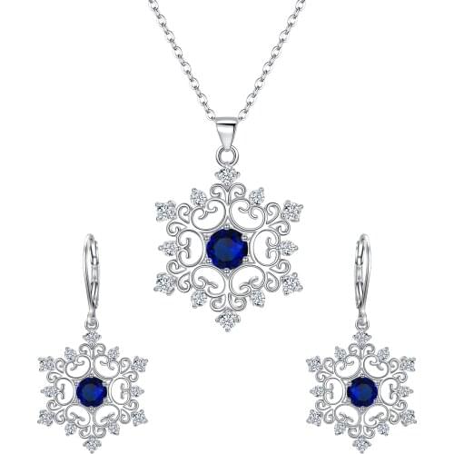 Snowflake Necklace Earrings Cubic Zircon Jewelry Set For Women Wedding Party Gift