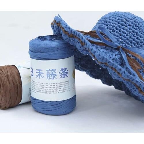 185g Raffia Fiber Cords Hand Knitting RAFFIA Straw Hat Crochet Bag 100% Natural Plaid Ribbon Home Decor