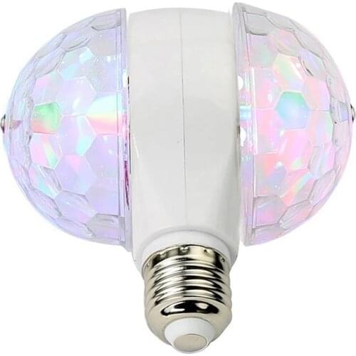 LED Auto Rotating Crystal Stage Effect Light RGB DJ Double-headed Colorful Disco Ball for Birthday Prom Decorate Atmosphere Lamp