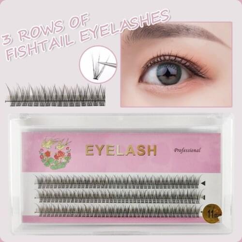 Three rows of natural fishtail type false eyelashes dovetail C curve grafting eyelashes thick eyelashes soft makeup tool