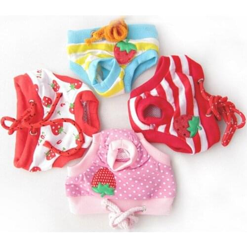 Small Pet Dog Panty Strawberry Design Sanitary Pants Underwear Hygienic Pant Short Pet Physiological Panties Toilet For Dog
