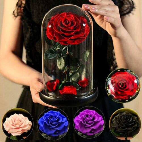 Eternal Rose Beauty and The Beast Rose Everlasting Artificial Flowers NIght Light In Glass Dome Birthday Valentine Wedding Gifts
