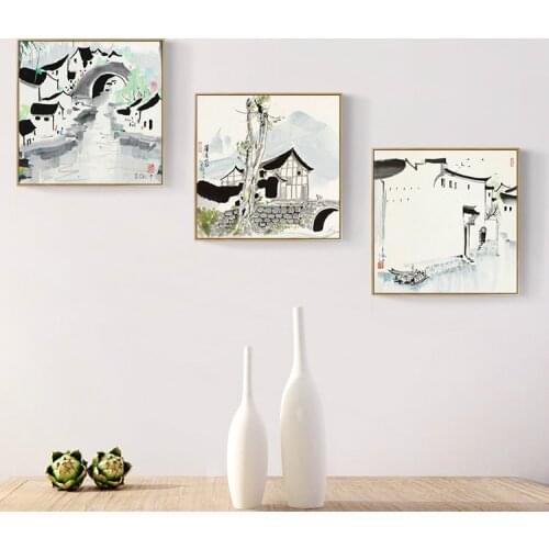 Wu Guanzhong Bridge Modern Abstract Black White Chinese Ink Canvas Paintings Landscape Poster Prints Living Room Wall Art Gifts