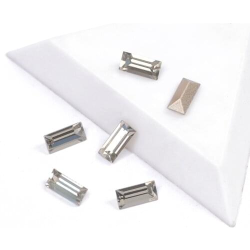 YANRUO 4501 Best Quality Nails Rhinestone Baguette Shape Black Diamond Color Popular Glass Rhinestones For 3D DIY Nail Art Gems