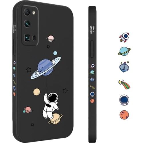 Lens protect Soft silicone Case For Huawei Honor 30 View 30 Pro 20 X10 Color border Back Cover Astronauts planet Phone Case Cap