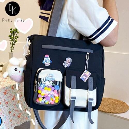 Ladies Kawaii Ita Bag Girls Stitching Contrast Color College Style Messenger Bag Japanese Cute Shoulder Bag JK Student Book Bag