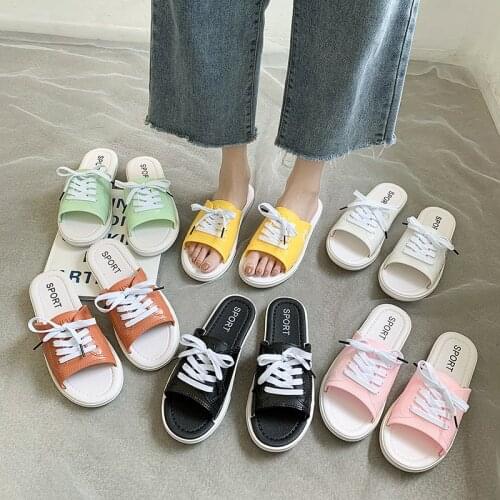 New Style Slippers For Womens Outer Wear Korean Semi-trailer Flat-bottomed Outdoor Lazy Beach Strappy Sandals And Slippers