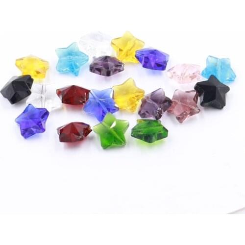 ZHUBI Wholesale Faceted Glass Beads 14mm Five-star Shape Crystal Star Pendant Clear For DIY Making Supplier Jewelry Accessories