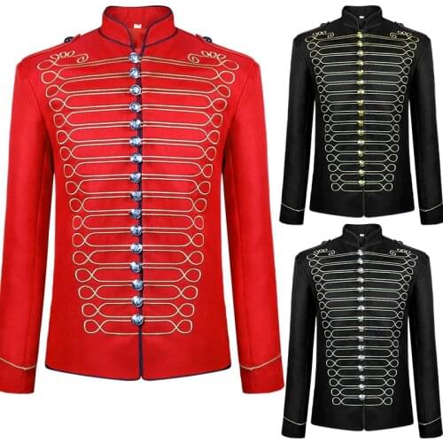 Golden Embroidery King Prince Renaissance Medieval Men Halloween Custome Cosplay Long sleeve Party Jacket outwear Performance