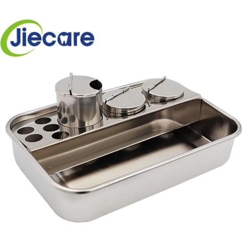 1 Set Dental Stainless Steel Dental Instruments Storage Box Lab Instrument Dental Tray With 3 Bottles Free Shipping