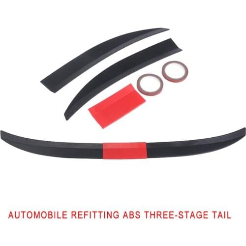 1pc Black Red ABS Car Auto Tail Wing Rear Trunk Spoiler Lip Three-section DIY Sport Appearance Moulding Accessories