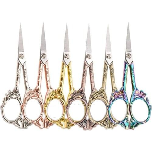1Pcs Stainless Steel Vintage Scissors Butterfly Floral Sewing Retro Embroidery Scissors Short Fabric Cutter Yarn Shear