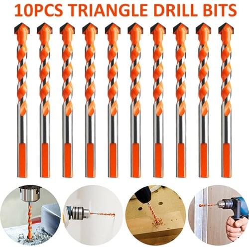 10pcs Drill Bit Kit For Metal Wood Working Ceramic Punching Hole Triangle Twist Drill Bits Power Tool