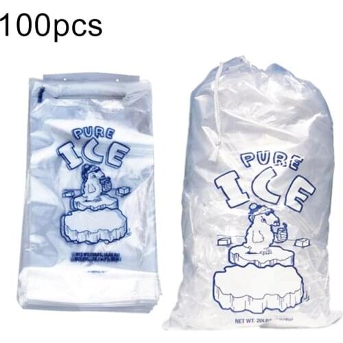 100Pcs Drawstring Ice Bag Puncture Resistant Disposable Recyclable Freezer Pouch
