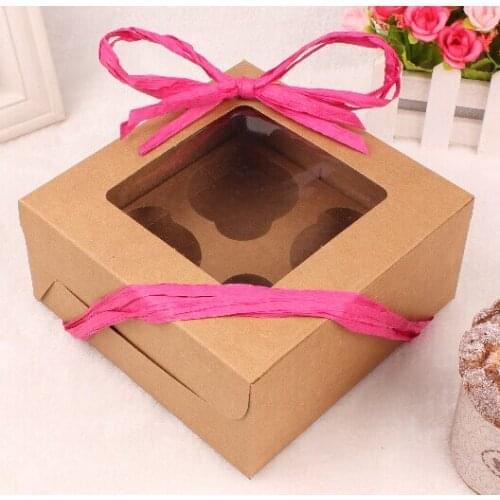 16*16*7.5 cm white Kraft paper 4 cupcake box,baking cupcake 4 large cupcake box,carton box for cup cake packaging paper box
