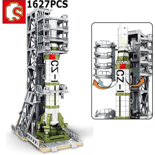 SEMBO 1627Pcs Spacecraft Satellite Launch Center Model Building Blocks Boys Aerospace Dream Astronaut Bricks Toys For Children