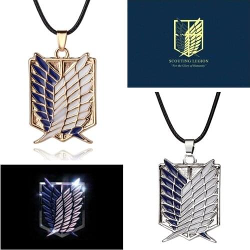 Anime Attack on Titan Cosplay Accessories 4 Styles Scout Regiment Symbol Wings Of Liberty Necklace Leather Chain Metal Pendant