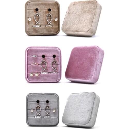 Velvet Ring Box,Square Vintage Wedding Ceremony Ring Box with Detachable Lid, Engagement Ring Box Holder,Valentines Day