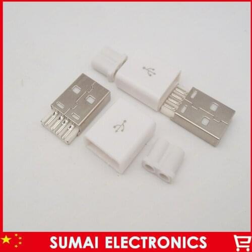 Free Shipping 30sets 3 in 1 Dual SR hold wire welding type A USB plug USB male white a-pple style plastic shell
