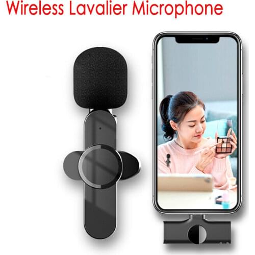 Wireless Lavalier Microphone for IPhone Android Portable Audio Video Recording Mini Mic Live Broadcast Gaming Phone Microfone