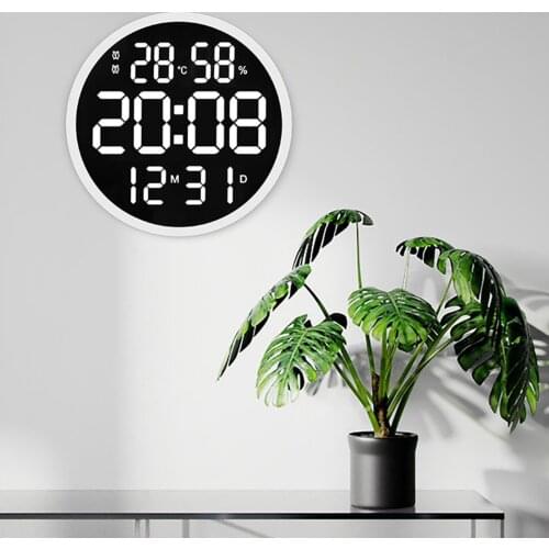 LED Large Number Digital Wall Clock Temperature Humidity Display Electronic Clock Modern Decoration Home Office Decor