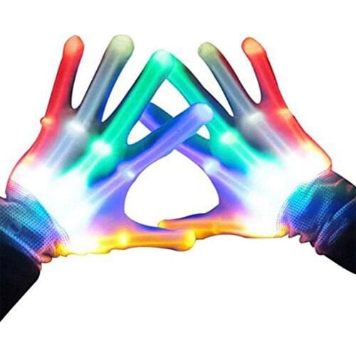 2Pcs Colorful LED Glowing Gloves Elastic Kids Party Stage Performance Props Kids Educational Toys for Children Gifts