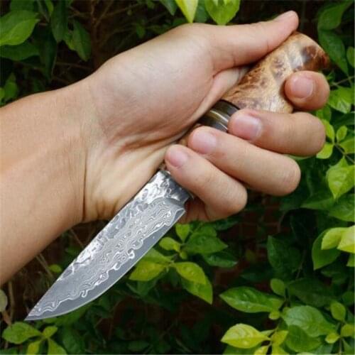 Damascus Straight Knife Collection Old Tree Shadow Wood Hnadle Outdoor Hunting Camping Tactical EDC Tool Gift For Men