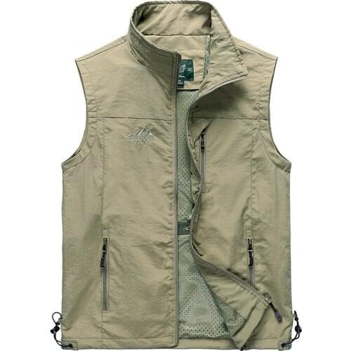 Mens Casual Vest Multi-pockets Camera Photography Mountaineering Fishing Hiking Director Reporter Jackets Plus Size Waistcoat
