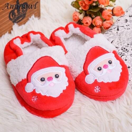 Toddler Boys Slippers for Girls Cartoon Plush Warm Little Kids Baby Winter Christmas House Shoes Santa Claus Deer Home Footwear