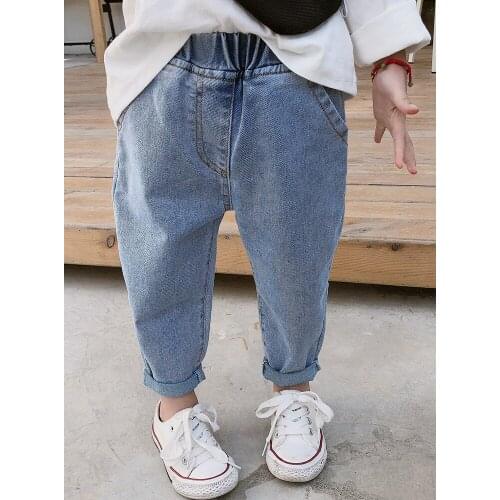 Spring Autumn Unisex Baby Jeans Casual Elastic Waist Denim Pants Girls Pants Jeans Toddler Boys Pants Trousers 2 3 4 5 6 Years
