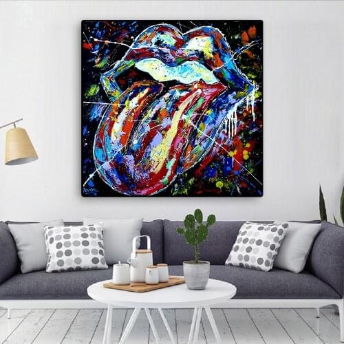 Big Tongue Graffiti Art Canvas Painting on The Wall Posters and Prints Funny Mouth Decorative Picture for Living Room Decor