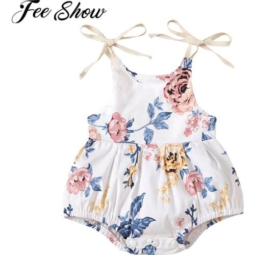 Toddler Baby Girls Rompers Summer Clothes Princess Flower Sleeveless Bandage Romper Jumpsuits Cotton Outfits Infant Clothing