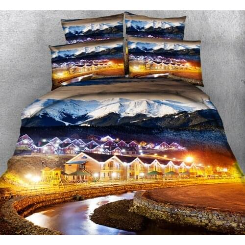 3D Bedding Set Queen Size Bedsheet Pillowcase Bed Cover Duvet California King Bed Linen Twin King Night Scene Decoration Print