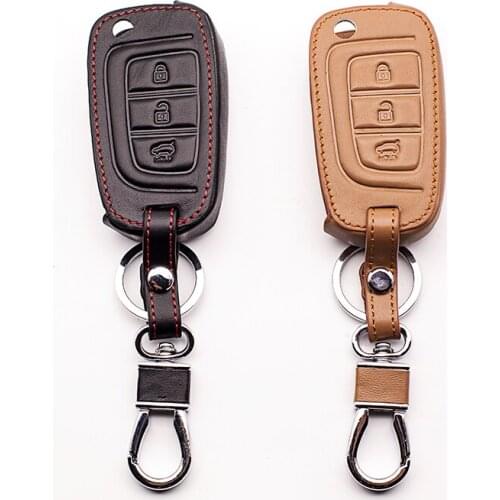 Car Leather Key Case Key Case Remote Control Car Key Wallet for Hyundai for Kia Motors Keypad Cover 3 Button Auto Accessories