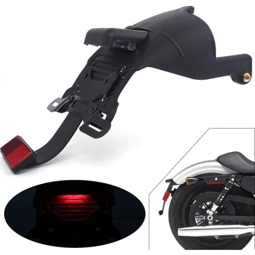 Motorcycle Rear Fender Mount License Plate LED Light Red Lens For Harley Sportster XL 883 1200