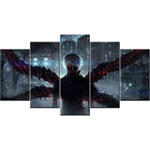Canvas Wall Art 5 Pieces Kaneki Tokyo Ghoul Paintings HD Printed Modular Pictures For Living Room Decor Animation Posters