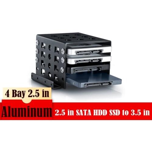 4-Bay 2.5" To 3.5" Inch Adapter Bracket Hard Drive Caddy SSD Aluminum Alloy Chassis Hard Drive Internal Mounting Tray Caddy Bay