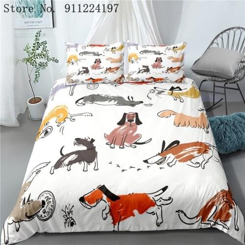 Cartoon Cute Corgi Dachshund Sausage Dog Comforter Bedding Set Duvet Cover Set Pet Printed Bed Linen Euro King Queen Size